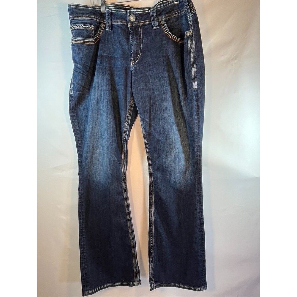 SILVER WOMENS SUKI SURPLUS BLUE JEANS SZ 18 32 INSEAM BOOTCUT